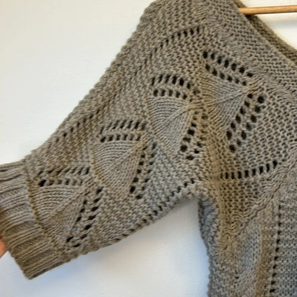 Berretti Cable Knit and Pattern All Over 3/4 Sleeve Brown Neutral Mohair/Wool M - Picture 10 of 10